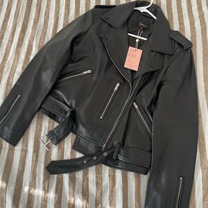Quince Black Leather Moto Jacket